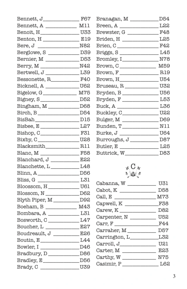 A second interior page of the Arkham Directory, fanned behind the cover